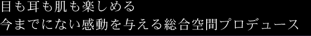 目も耳も肌も楽しめる今までにない感動を与える総合空間プロデュース